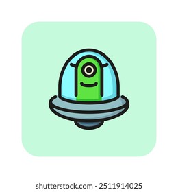 UFO line icon. Alien in flying saucer. Space concept. Can be used for topics like astronomy, discover, spaceship, flight