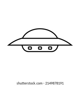 Icono de línea OVNI. Objeto volador desconocido alienígena de forma de platillo. Ilustración vectorial