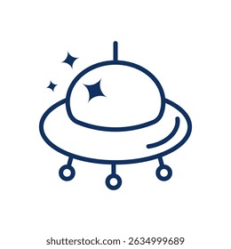 Ícone De Linha Ufo. Símbolo de Contorno de Espaçonave Ufo de Traço Editável
