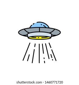 UFO line icon. Flying saucer symbol. Alien spaceship sign. Vector illustration.