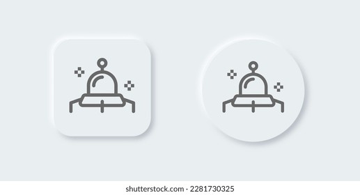 Ufo line icon in neomorphic design style. Alien space ship signs vector illustration.