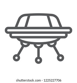 UFO line icon, space and spacecraft, spaceship sign, vector graphics, a linear pattern on a white background.