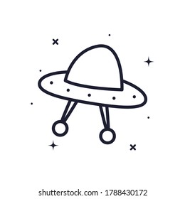ufo line style icon of Space futuristic cosmos and universe theme Vector illustration