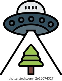 Ufo Line Vector Icon Design
