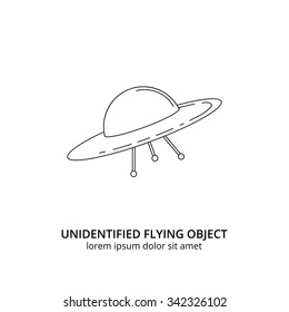 UFO linear icon isolated on white background. Alien spaceship.