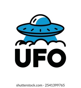 UFO Logo Cartoon Illustration with Text