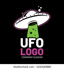 UFO Logo Template Design Vector, Emblem, Design Concept, Creative Symbol, Icon, art, Black Background