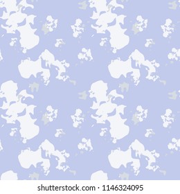 UFO military camouflage seamless pattern in light violet, milk white and different shades of grey color. Seamless repeat camo pattern, usable as winter camoflauge urban print, bright background etc