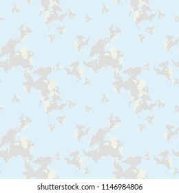 UFO military camouflage seamless pattern in light blue and different shades of gray color. Seamless repeat camo pattern, usable as winter camoflauge urban print, abstract background