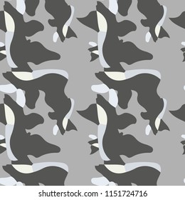 UFO military camouflage seamless pattern in beige and different shades of grey color. Seamless repeat camo pattern, usable as winter camoflauge urban print, abstract background