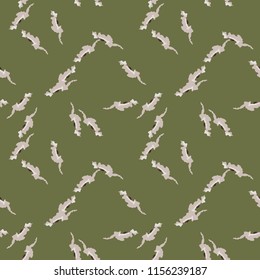UFO military camouflage seamless pattern in green and different shades of brown color. Seamless repeat camo pattern, spring or summer camoflauge forest print, background, paintball or strikeball