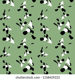 UFO military camouflage seamless pattern in green black and white colors. Seamless repeat camo pattern, spring or summer camoflauge forest print, background, paintball or strikeball