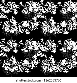 UFO military camouflage seamless pattern in black, grey and white colors. Seamless repeat camo pattern, unusual urban camoflauge, background, paintball or strikeball night disguising print