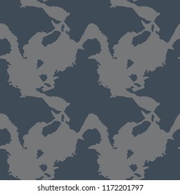UFO military camouflage seamless pattern in navy blue and grey colors. Seamless repeat camo pattern, dark urban camoflauge, background, paintball or strikeball print