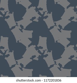 UFO military camouflage seamless pattern in navy blue and grey colors. Seamless repeat camo pattern, dark urban camoflauge, background, paintball or strikeball print