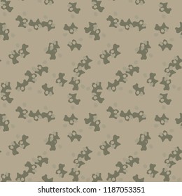 UFO military camouflage seamless pattern in different shades of beige and green colors. Seamless repeat forest or desert camo pattern, urban camoflauge, background, paintball or strikeball print
