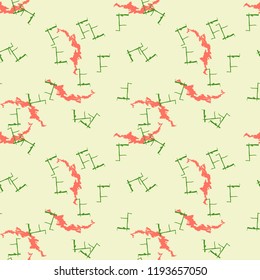 UFO military camouflage seamless pattern in yellow, red and different shades of green colors. Seamless repeat camo pattern, glamour urban camoflauge, background, paintball or strikeball print