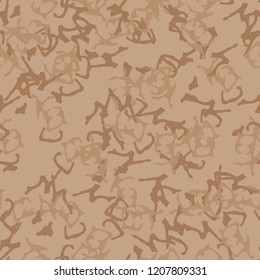 UFO military camouflage seamless pattern in different shades of beige and brown colors. Seamless repeat camo pattern, desert or urban camoflauge, background, sand paintball or strikeball print