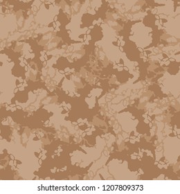 UFO military camouflage seamless pattern in different shades of beige and brown colors. Seamless repeat camo pattern, desert or urban camoflauge, background, sand paintball or strikeball print