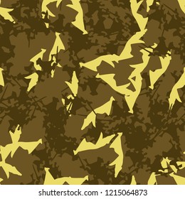 UFO military camouflage seamless pattern in different shades of green and yellow colors. Seamless repeat camo pattern, marsh or urban camoflauge, swamp background, paintball or strikeball print