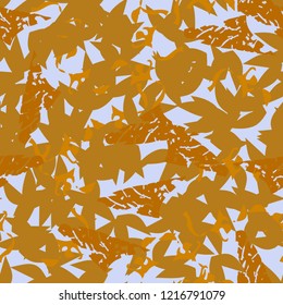 UFO military camouflage seamless pattern in different shades of brown, orange and light blue colors. Seamless repeat camo pattern, urban camoflauge, background, paintball or strikeball print