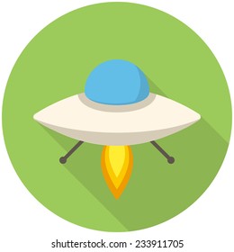 UFO, modern flat icon with long shadow