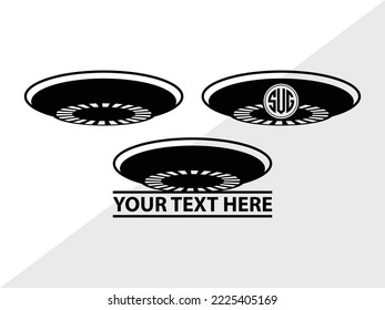 UFO Monogram Printable Vector Illustration svg