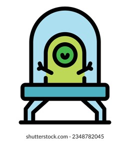 Ufo monster ship icon outline vector. Space alien. Rocket comic color flat