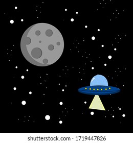 ufo con diseño vectorial plano lunar