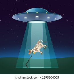 ufo at night with cow