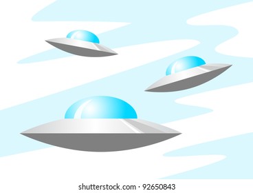 UFO on blue sky