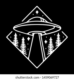 ufo on the forest black design illustration