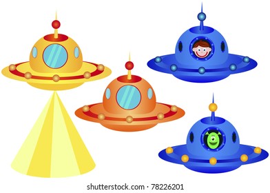 Ufo on a white background, vector illustration