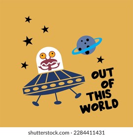 ufo out of this world graphic for tshirt vector