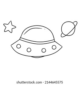 Ufo Outline Doodle Illustration Suitable Coloring Stock Vector (Royalty ...