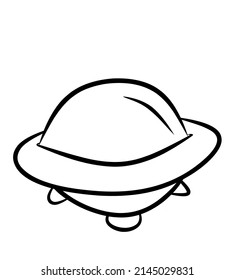 Ufo Outline Doodle Illustration. Suitable For Coloring Book And Page