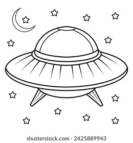 ufo outline drawing coloring book page