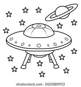 ufo outline drawing coloring book page