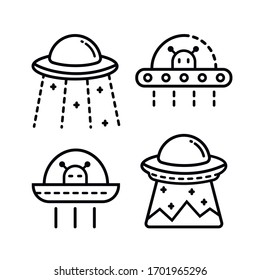 UFO Outline Graphic Vector Set In Different Styles