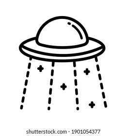 UFO outline graphic vector set in different styles isolated on a white background.