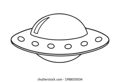 UFO Outline Icon. UFO Line Art Logo. Vector Illustration. Isolated on White Background. Editable Stroke