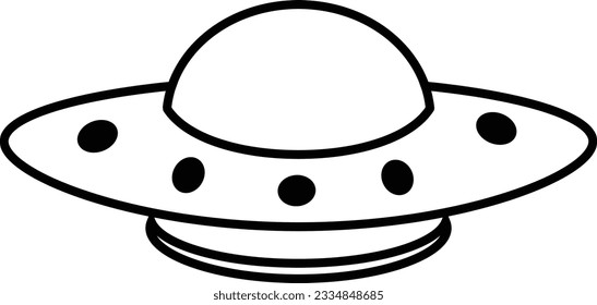 UFO Outline Icon. UFO Line Art Logo. Vector Illustration. Isolated on White Background. Editable Stroke