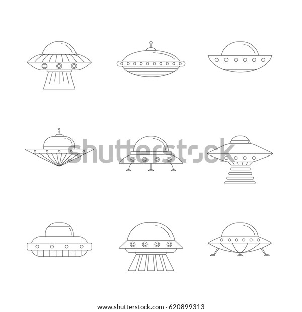 Ufo Outline Icon Set Clean Simple のベクター画像素材 ロイヤリティフリー