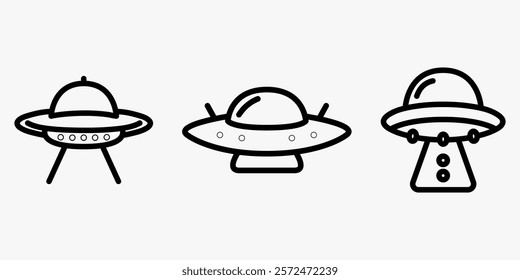 ufo outline or line icon design bundle.