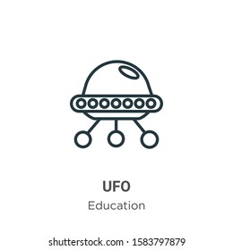 Ufo outline vector icon. Thin line black ufo icon, flat vector simple element illustration from editable literature concept isolated on white background
