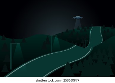 ufo over night road
