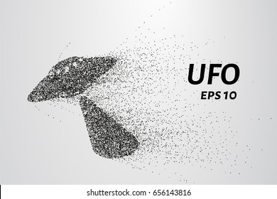 UFO from the particles. UFO is made of circles and dots. Vector illustration