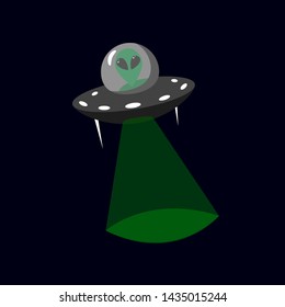 UFO picture. Space, aliens. Vector 