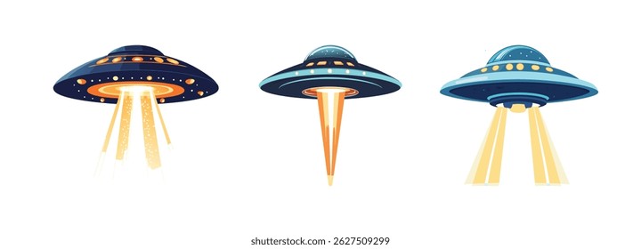 UFO Pixel Art Set Design Template