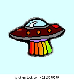 ufo pixel icon in space